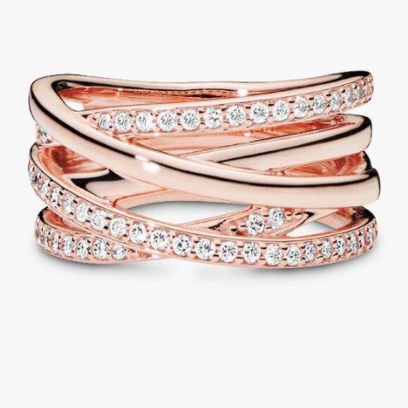 Pandora - Sparkling & Polished Lines Ring (14K Rose Gold Plating) - Picture 2 of 8